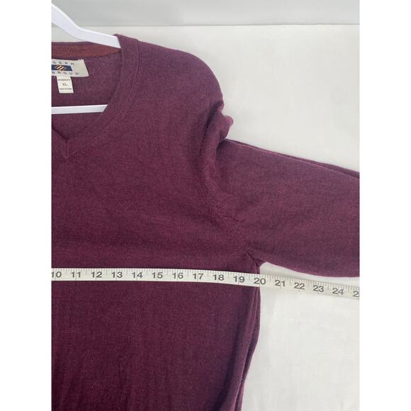 Joseph Abboud 100% Merino Wool V-neck Sweater Red Maroon Modern Fit XL - Picture 7 of 8
